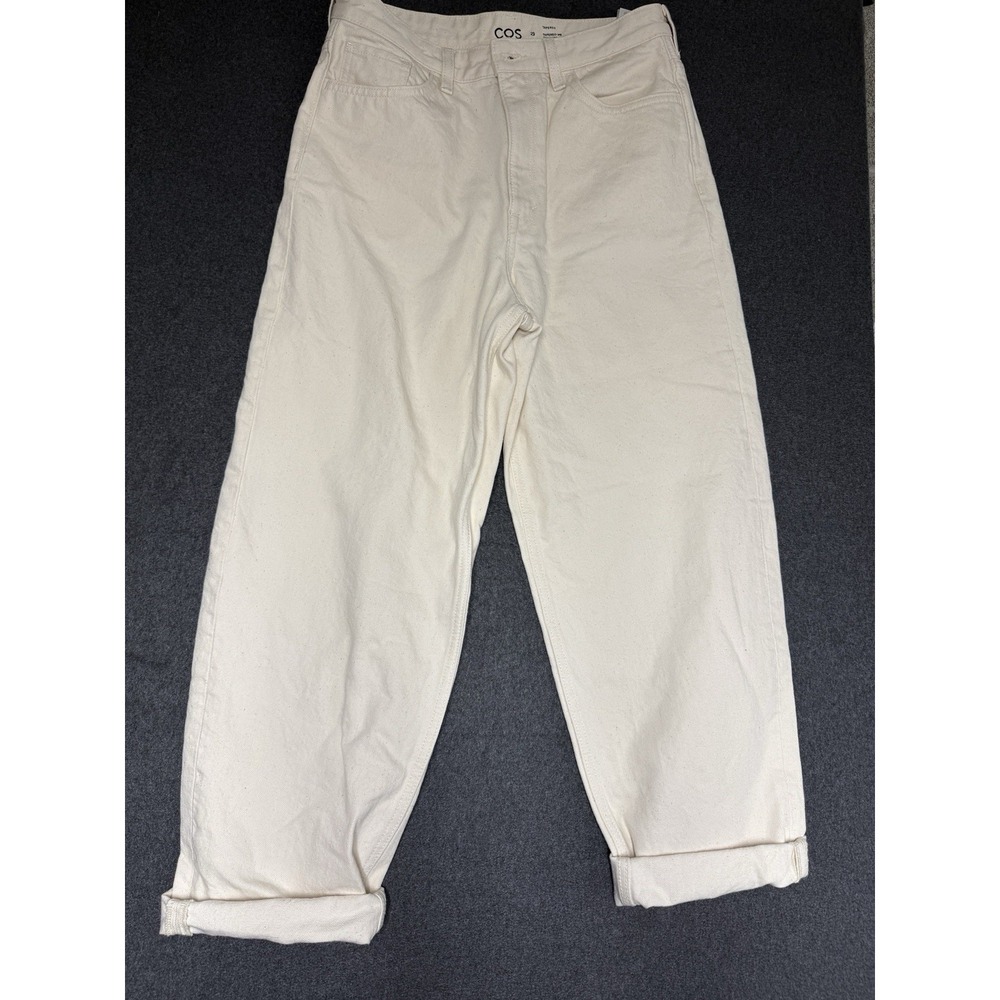 COS Womens Size 29 Tapered-Leg High‎ Rise Ankle Jeans Cotton Beige Ivory